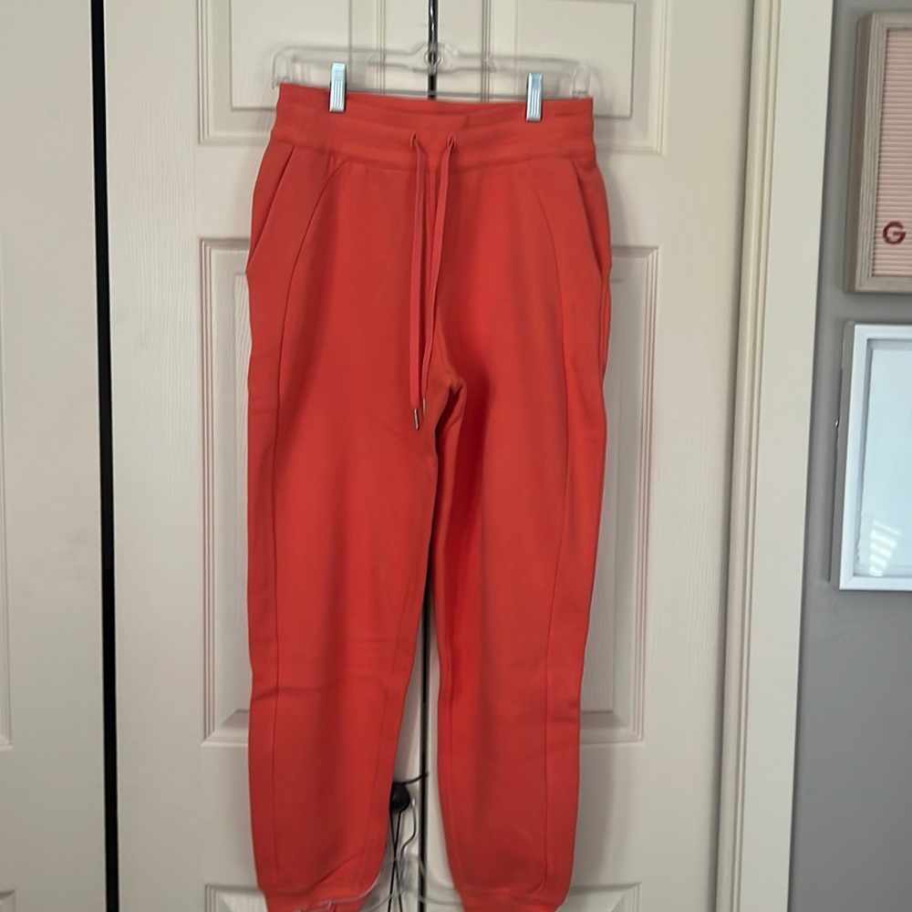 Orange Lululemon scuba joggers